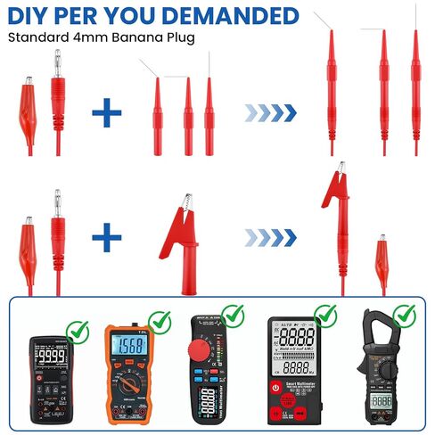 16Pcs Back Probe Kit, Banana Plug Wires with Electrical Testing Probes & Insulated Alligator Clips for Automotive Circuit Diagnosis, Vehicle Electrical Maintenance in Kuwait