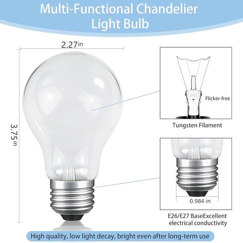 60 Watt Incandescent Light Bulbs, A19 E26 60W Incandescent Bulb, Dimmable, 2700K, Warm White Light, Shatter-Resistant and Durable Bulb (4-Pack) in Kuwait