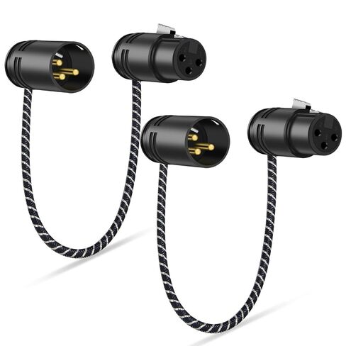 كابل XLR قابل للتدوير بزاوية يمنى، زاوية منخفضة قابلة للتعديل XL R ذكر إلى أنثى سلك ميكروفون متوازن، 24AWG OFC، محول ميكروفون XLR قصير مجدول من النايلون 90 درجة، 1 قدم in Kuwait