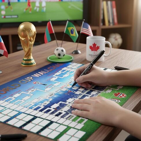qiyeye جدول 2026 ملصق 2 قطعة ديكورات حفلات كرة القدم ومباريات البطولة تركيبات مخطط معلومات الرسم البياني عرض بدون تجعد بضائع مقاومة للماء هدايا مشجعي كرة القدم 27.6 بوصة × 20 بوصة in Kuwait