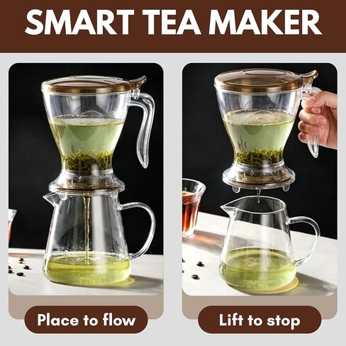 Smart Coffee Maker Loose Leaf Tea Infuser & Brewer with Coaster - 21 Oz | Easy Brew | Easy Clean | Dishwasher safe | Loose leaf & Coffee (Dark Grey) in Saudi Arabia