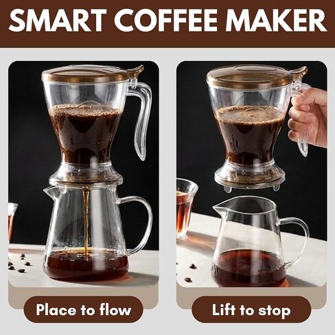 Smart Coffee Maker Loose Leaf Tea Infuser & Brewer with Coaster - 21 Oz | Easy Brew | Easy Clean | Dishwasher safe | Loose leaf & Coffee (Dark Grey) in Saudi Arabia
