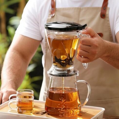 Smart Coffee Maker Loose Leaf Tea Infuser & Brewer with Coaster - 21 Oz | Easy Brew | Easy Clean | Dishwasher safe | Loose leaf & Coffee (Dark Grey) in Saudi Arabia