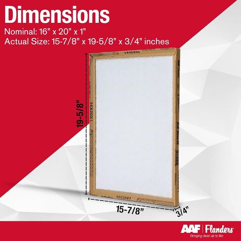 مرشحات هواء Flanders EZ-Flow II 16x20x1، MERV 1 - فلتر بديل للفرن والتهوية وتكييف الهواء والتيار المتردد، وسائط من الألياف الزجاجية عالية تدفق الهواء، 10055.011620 (عبوة من قطعتين) in Kuwait