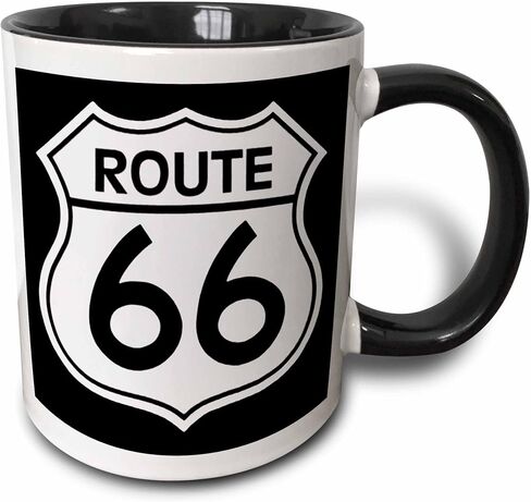 3dRose Route 66, Black and White 15oz Two-Tone Red Mug in Kuwait