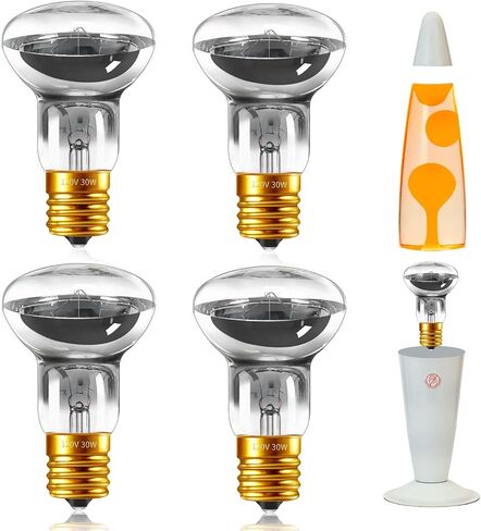 Lava Lamp Bulbs 25 Watt, R39 E17 Reflector Type Lava Lamp Light Bulb, 120V Replacement Light Bulbs for Lava Lamps and Glitter Lamps, Dimmable, 2700K Warm White, 4 Pack in Saudi Arabia
