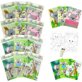 TINYMILLS Koalas Coloring Books for Kids with 12 Coloring Books and 48 Crayons, Koala Birthday Party Favors, Favor Bag Fillers, Classroom Rewards, Carnival Prizes Stocking Stuffers