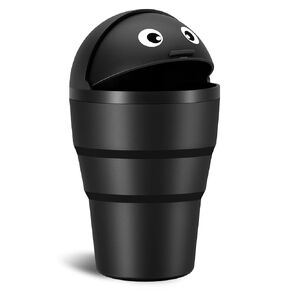 Mini Car Trash Can, 520ml, Black, ABS Plastic, Waterproof, Leakproof, Compact, 5" x 5" x 5"