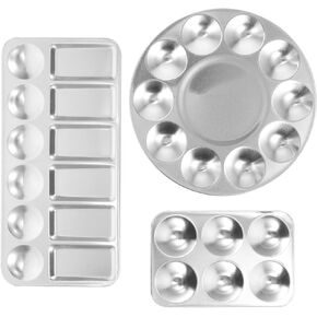 Aluminum Paint Palette Watercolor Tray: 3pcs Watercolor Round Pallet Trays for DIY Crafts Acrylic Oil Painting Art Paint Supplies