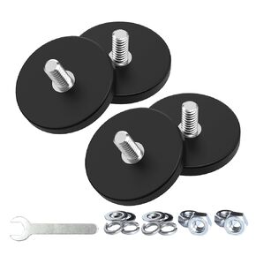 Magnetpro 4 Pieces Strong Rubber Coated Mounting Magnets Anti-Scratch & Anti Corrosion, Over 30 LB Adhesive Power, with 1/4"-20 Stainless Steel Male Thread and Nut for PTZ, Camera