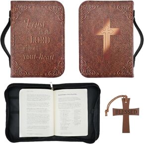 Bible Cover, Bible Covers Case for Women Men, Bible Case Bag, Book Carrying Case, Faux Leather Book Protector Case Fits Book 9 x 6X 1.5 Inches, Christian Bible Accessories Gift, Father's Day