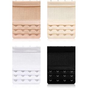 4 PCS Women's Bra Extenders 4 Hooks 3 Rows Stretchy Bra Extension Strap Elastic Bra Band Hook Bra Strap Extender Bra Extenders 4 Hooks Plus Size