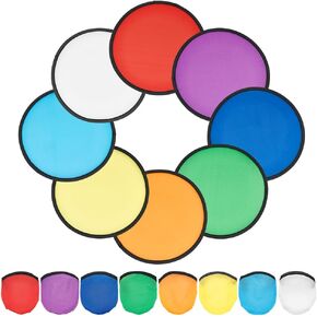 BENECREAT 32Pcs 8 Colors Nylon Foldable Flying Disc Fans, 9.8inch Colorful Sublimation Fans, Black Edge Folding Fan Set with Bag for Wedding Party Favors Outdoor Activity
