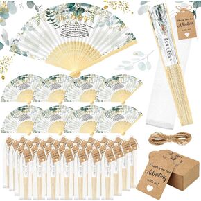 Burbell 50 Set Baby Shower Hand Fans with Organza Bags Thank You Tags Foldable Paper Fans Handheld Bamboo Fans Bulk for Guests Baby Shower Party Gift Gender Reveal Party Favor Supplies(Butterfly)