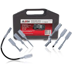 ABN Lube Accessory Kit - 7pc Automotive Universal Grease Coupler Kit and Grease Gun Attachments with Carrying Case