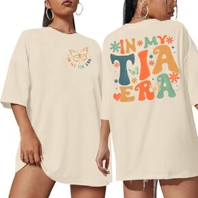 MOUSYA in My Tia Era Shirt Womens Oversized Auntie Shirt Funny Cool Auntie Era T-Shirt New Tia Gift Tee