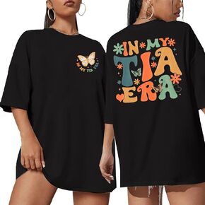 MOUSYA in My Tia Era Shirt Womens Oversized Auntie Shirt Funny Cool Auntie Era T-Shirt New Tia Gift Tee