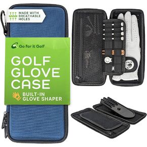 Go for It Golf Glove Case with Glove Shaper for a Wrinkle Free Glove - Golf Case with Magnetic Glove Holder - Organizer for Golf Divot Tool and Golf Accessories for Men & Women - Key Holder Case…