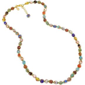 Glass Of Venice Murano Glass Necklace Longer length 24-Inch plus Extender - Italian Multicolor Sommerso Sparkling Beads Handmade Blown Glass - Murano Glass Necklaces For Women