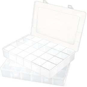 1 Pcs Large 24 Grids Plastic Organizer Box, Grids Clear Plastic Organizer Box, for kitchen Storage, Party and Travel