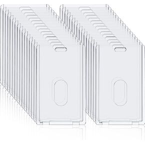 Acrylic Card Holders Clear ID Card Holders Heavy Duty Card Holder Plastic Card Protector Cover Transparent Badge Protector Vertical in Office Products (30 Pcs)