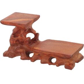 WHAMVOX crafts teapot base antique solid wood vase holder flowerpot cup root carving Rosewood East antique vase emerald mahogany desktop wood base wood stand for display square