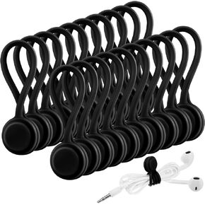 Baderke 20 Pcs Reusable Silicone Magnetic Cable Ties with Magnet Cable Organizer Fridge Magnets Cord Holder Magnetic Twist Ties for Home Office Cord Wrap(4.3",Colorful)