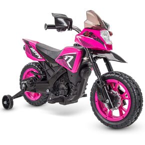 Huffy Ride on Motorcycle للأطفال من سن 3 إلى 5 سنوات، دراجة نارية باللون الوردي 6 فولت، عجلات تدريب، أصوات محرك واقعية، شاحن حائط بسيط، أقصى وزن 60 رطلاً