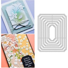 7Pcs/Set Rectangle Frame Metal Die Cuts, Stitched Rectangle Nesting Frame Tag Background Cutting Dies Cut Stencils for DIY Scrapbooking Album Decorative Embossing Paper Dies Card Making