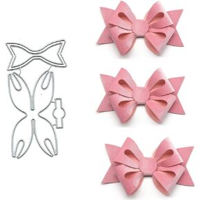Adies 2pcs Flower Bowtie Metal Die Cuts,Flower Kids Hair Bow Clip Cutting Dies Cut Stencils for DIY Scrapbooking Decorative Embossing Paper Leather Scrapbooking Card Making, 14.9x7.7cm/5.86''x3.03''