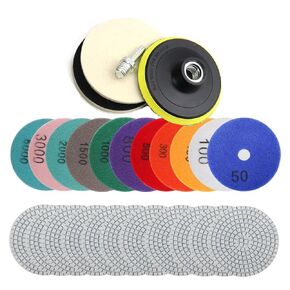 Asweiri, Marble Polishing Kit, 4-inch Diamond Polishing Pads, 12 Pieces Wet/Dry Granite Stone 50-6000 Grit Polishing Pads, Suitable for Polishing Granite and Marble Countertops