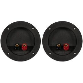 Goldwood Sound Speaker Box Terminal Cups 2 Round Power Speaker Terminal Plates Black (RGT-4025-2)