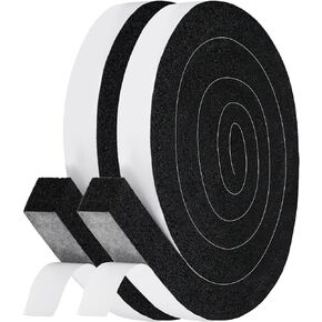 Open Cell Foam Seal Tape, 2 Rolls 1" W X 1" T High Resilience Air Conditioner Seal Strip, Low Density Weather Stripping Seal Strip for Windows, Doors, AC Units, Total 13Ft Long (2 x 6.5ft)