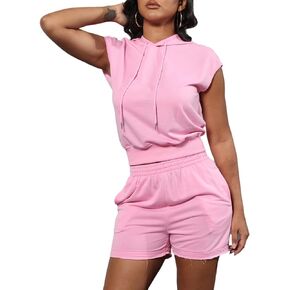 ECHOINE Women's Two Piece Outfits Lounge Set Hoodie Crop Tops and High Waisted Short Pants Sports Tracksuit Sets