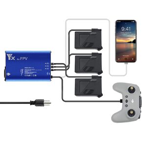 شاحن بطارية Hanatora لطائرة DJI FPV بدون طيار، ملحقات محور شحن سريع متعدد المتوازي 5 في 1 in Kuwait