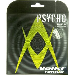 Volkl Psycho Hybrid | Tennis Racquet String | Power Fiber II + Cyclone String | Feel & Spin | Ten-Sided Co-Polymer String Black/Silver