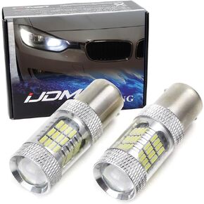 مصابيح بديلة iJDMTOY أصفر كهرماني 54-SMD 7507 PY21W Canbus متوافقة مع BMW 1 2 3 4 Series X1 X3 X4 X5 أضواء إشارة الانعطاف الأمامي