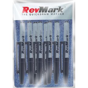 RevMark Industrial Marker - Black Permanent Ink - Standard Tip - 8 Pack (Made in the USA) (Black)