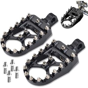 Goldfire Offroad Motorcycle Pegs 1 Pair Black CNC Wide Foot Pegs 360° Roating MX Chopper Bobber Style Fits for HD Dyna Sportster Fatboy Iron 883 (Black)