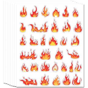 Flame Fire Stickers - 264pcs Hot Fire Fire Decals Decoration for Kids Teenager School Office Supplies for Scrapbooking Craft,1.6 Inch