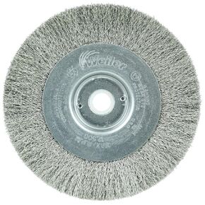 Weiler 00184 4" Narrow Face Crimped Wire Wheel, .0118" Stainless Steel Fill, 1/2"-3/8" Arbor Hole, Made in the USA