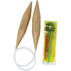 KnitPal 47-inch (120cm) Oversized Wooden Circular Knitting Needles with Bonus EBOOK, Natural Wood Jumbo Needle for Chunky Yarn, US Size 50 (25mm)