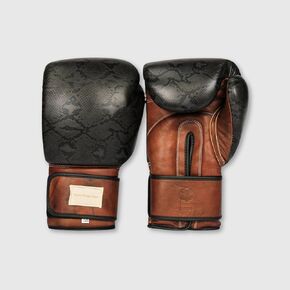 PRO Black Python Leather Boxing Gloves (Strap Up) Limited Edition