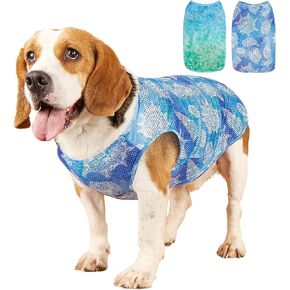NACOCO Summer Dog Cooling Vest - 2 Pack Cooling Sleeveless Shirt Tank Top for Dogs T-Shirt Breathable Lightweight Soft Puppy Clothes(S)