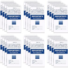 24 Pcs Reporters Notebook Top Bound Spiral Pocket Notepad 4 x 8 Inches Reporters Pad Reporter Supplies for Journalist Taking Notes Detective Worker Employee Working Studying Gift, 50 Sheets, 100 Pages