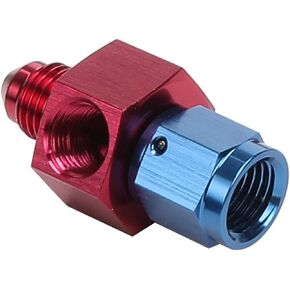 Black Aluminum Anodized -3 AN Male to Female -3 AN with 1/8" NPT Gauge/Gage Port Hose Tube Adapter Fitting Pressure Take Off
