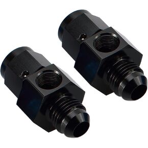 Black Aluminum Anodized -3 AN Male to Female -3 AN with 1/8" NPT Gauge/Gage Port Hose Tube Adapter Fitting Pressure Take Off