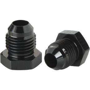 6AN Male Flare Hex Head Plug Fitting Adapter Aluminum Black, Pack of 2