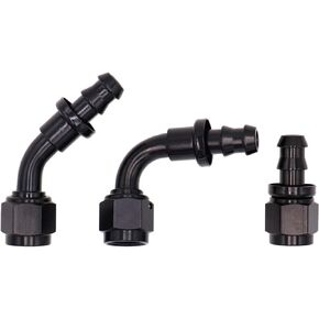 90 Degree 2PCS 6AN Female to 5/16 Barb Fuel Fitting Adapter Swivel Aluminum with 2 pcs Stainless Steel Pipe Clamps