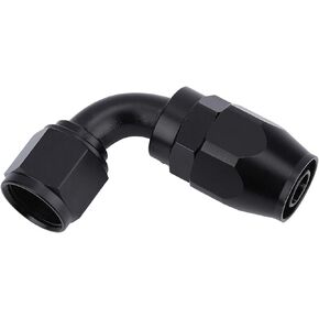 HiSport 10An 90 Degree Hose End- Aluminum Full Flow Swivel Hose End Fitting, Reuseable Fuel Line Adapter for Nylon Braided or Stainless Steel Braided AN Hose （AN10-90 Degree, Black）